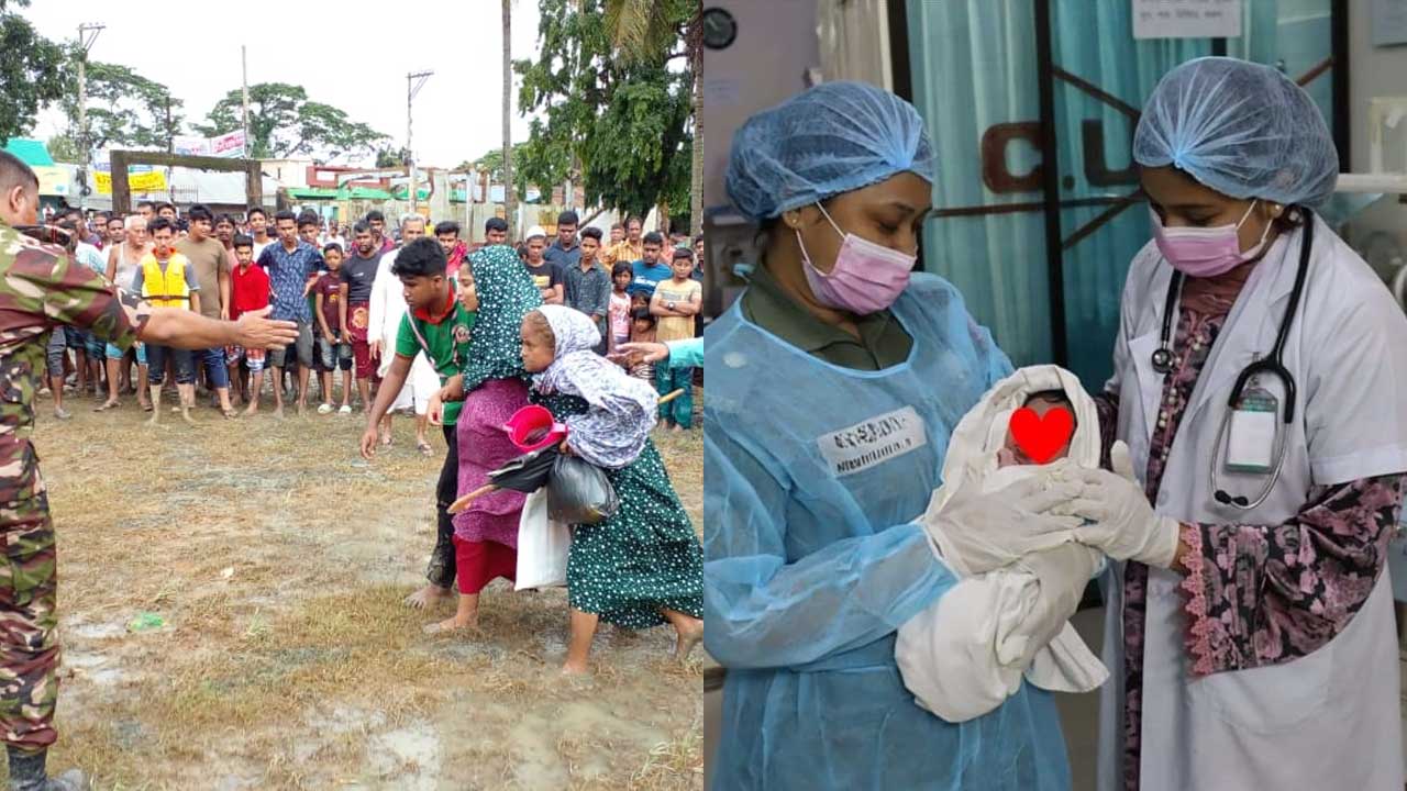 মা হলেন ফেনী থেকে সেনাবাহিনীর হেলিকপ্টারে আনা সেই নারী