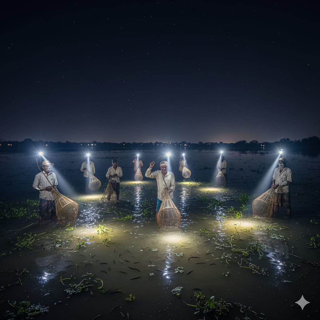 Chalanbil's 'Palla Festival': The thrill of fishing by lighting it up in the dark