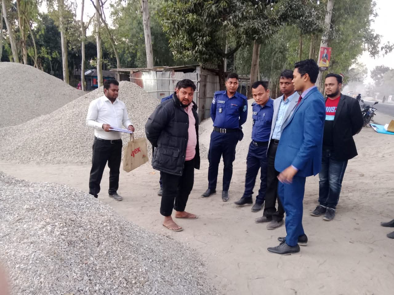 Campaign to clear illegal sand and stone possession on Banglabanda Highway, businessman and driver fined