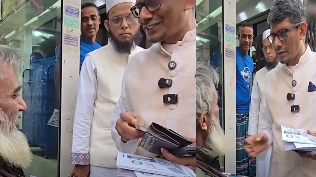 পান বিক্রেতার হাতে টাকা দেওয়ার ভিডিও ভাইরাল, ক্ষমা চাইলেন ব্যারিস্টার শাহরিয়ার